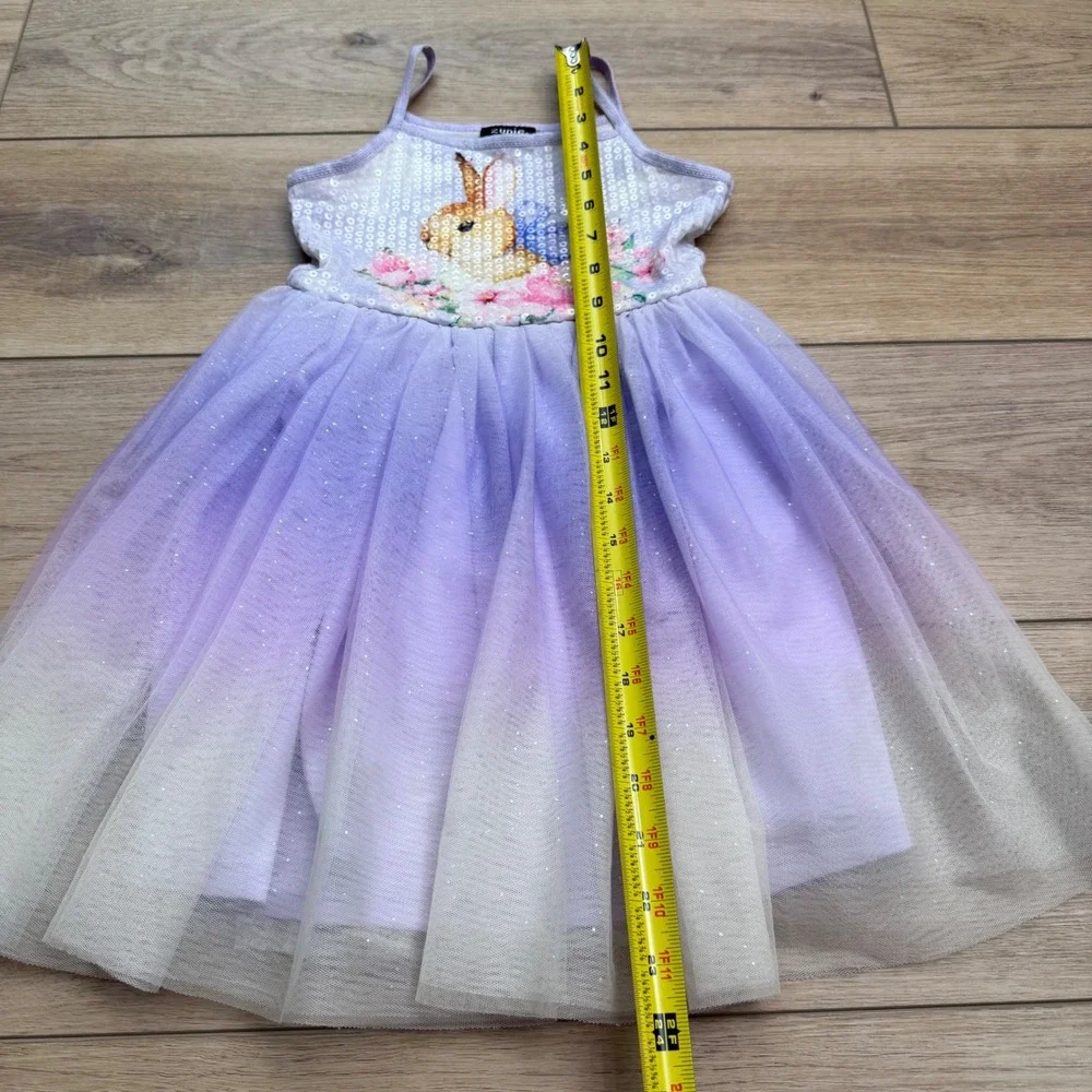 Zunie Girls Purple‎ Ombre Tutu Dress Sequin Bunny Easter Spring Size 5 ADORABLE!